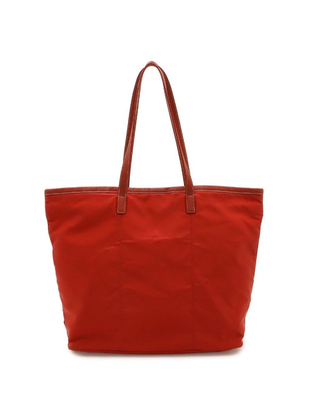 Prada Logo Tote Shoulder Bag Nylon Leather Red Gold